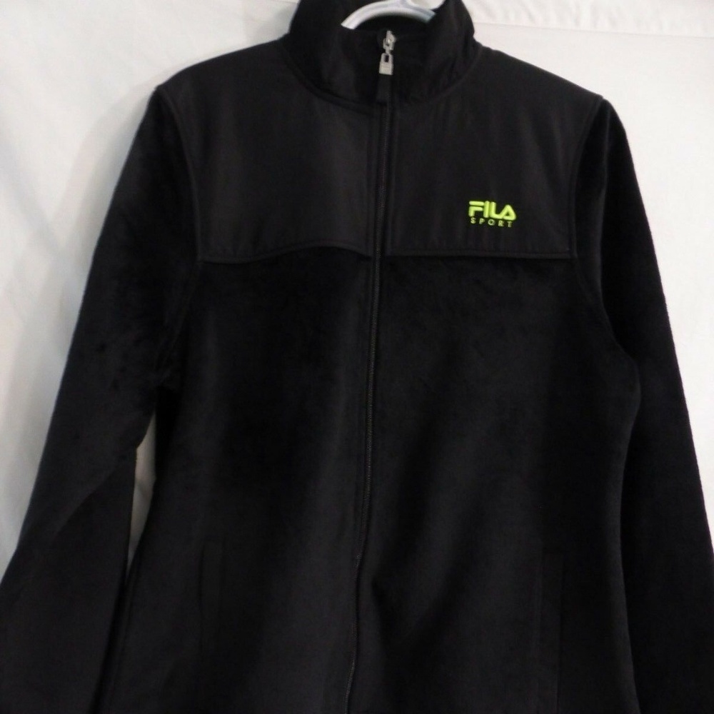 FILA SPORT | large | Midnight Black Fleece Jacket With Elastic Cuffs | NWOT